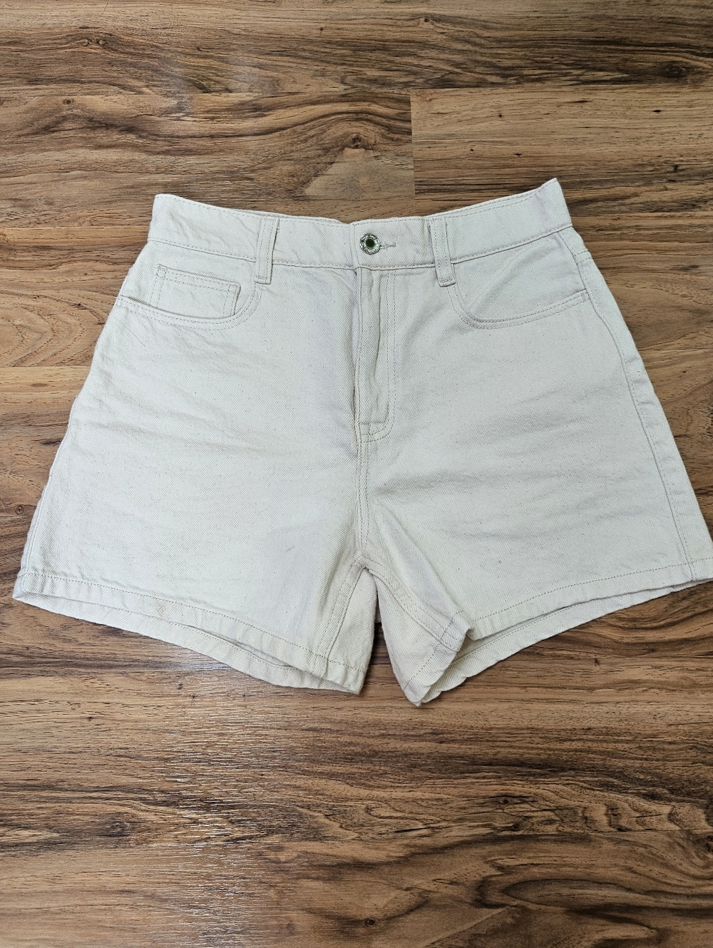 Frank and Oak Ecru Natural Denim Shorts